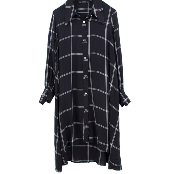 zara checked shirt dress